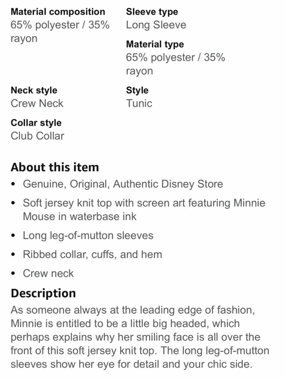 Disney Minnie Mouse Long Sleeve Puff Sleeve Sweatshirt - Picture 12 of 12